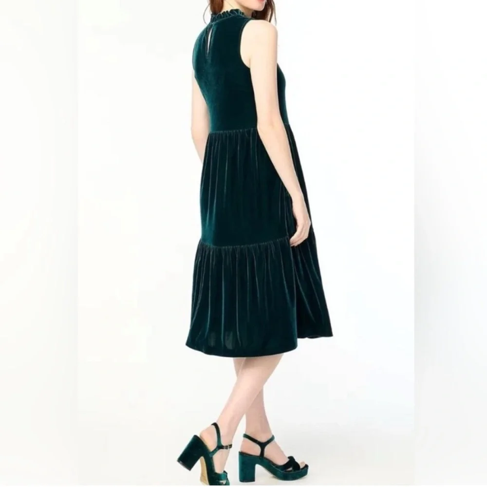 J. Crew velvet tiered midi dress